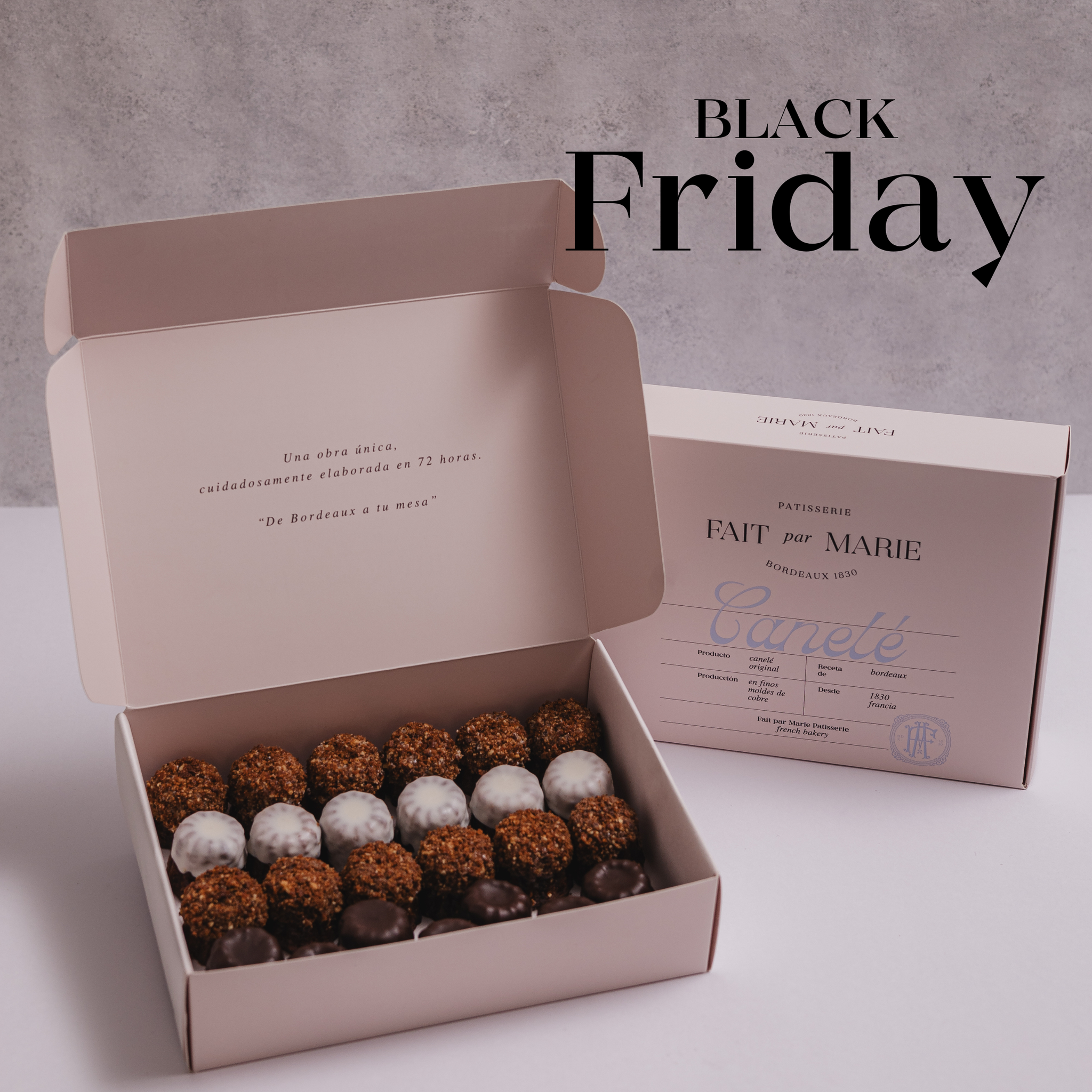 Canelé Petit Crunchy  (Diferentes baños de chocolate y praliné).